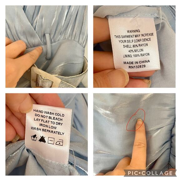 Song of Style REVOLVE Baby Light Blue Tucker Mini Dress sz XS Faux Wrap Belt - Picture 10 of 16